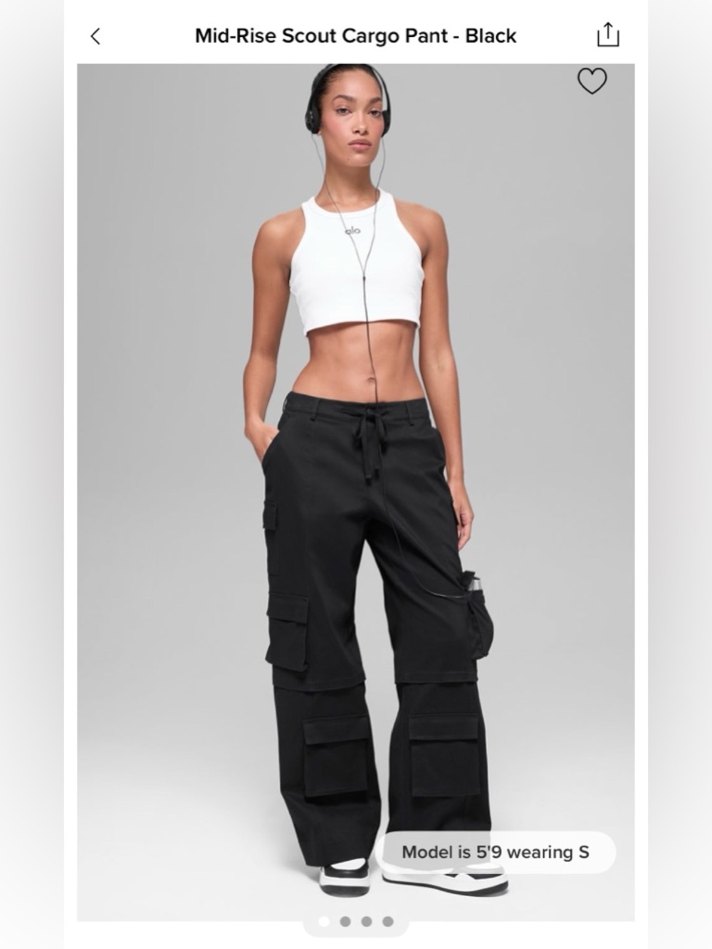 ALO Yoga Mid-Rise Scout Cargo Pant - Black